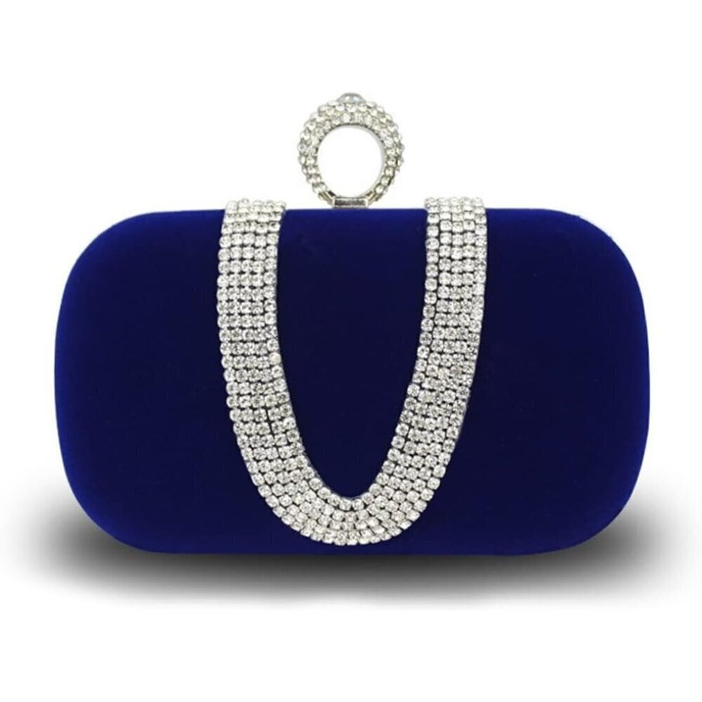 ❤️Women Velvet Evening Bag Sparkly Rhinestone Clutch Charming Glittering Handbag